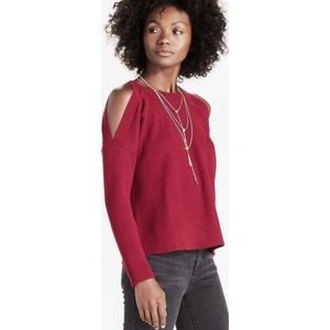 Lucky Brand Maroon cold shoulder knit sweater
